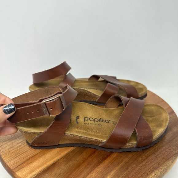 Birkenstock Papillio "Lola" Leather Ankle Strap -Women- Size 38- Brown Leather. - Picture 4 of 10